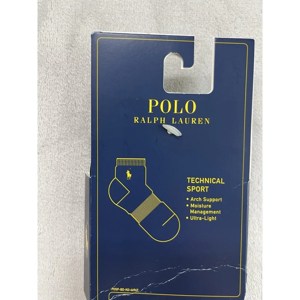 Polo Ralph Lauren 3Pair Socks Men 10-13 Technical Sport Arch Support Ultra Light